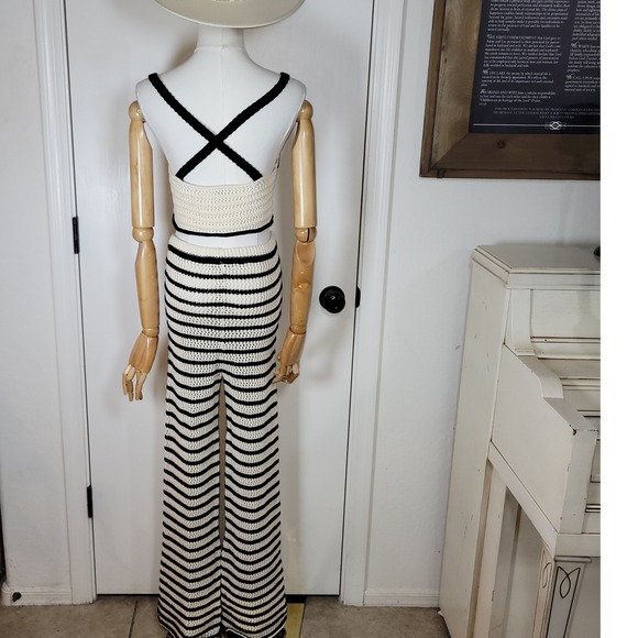 ZARA 100% Cotton Black & White Crochet Set Size Medium Matching Boho Outfit - Picture 7 of 11